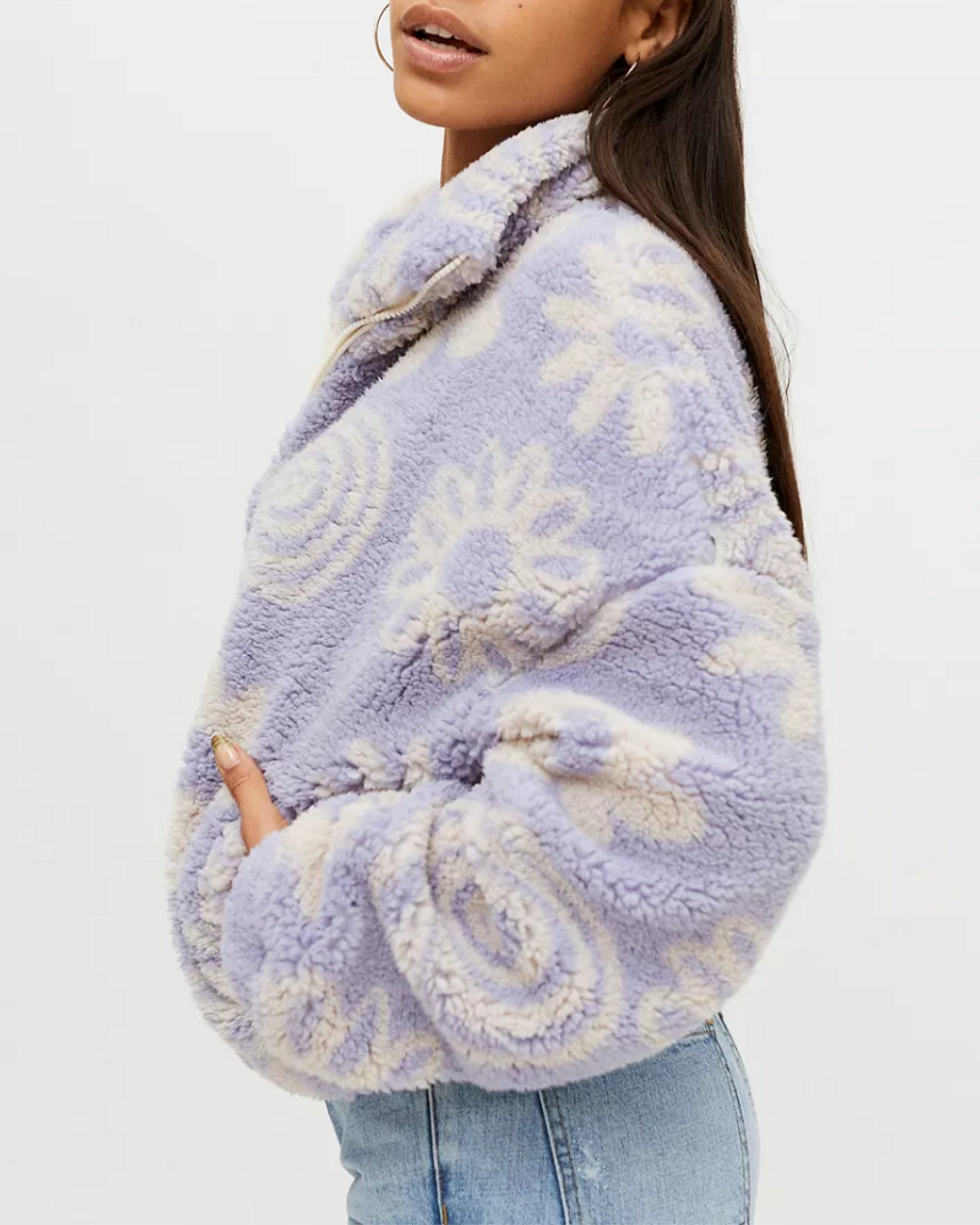 UO Olivia Printed Sherpa Jacket