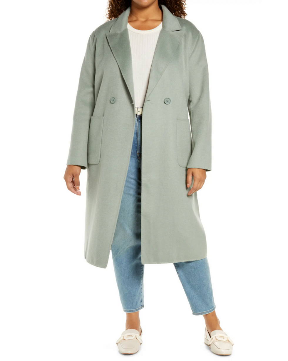 \u200bHalogen Double Breasted Wool-Blend Coat