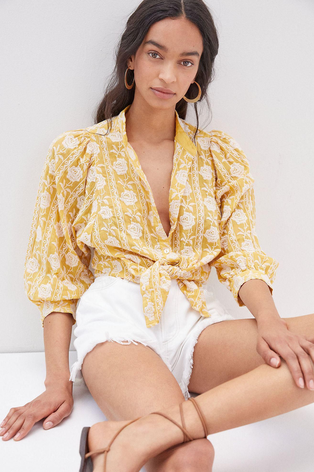 Yellow sales summer blouse