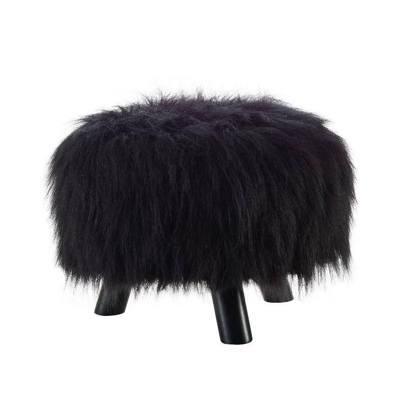 black footstool faux fur