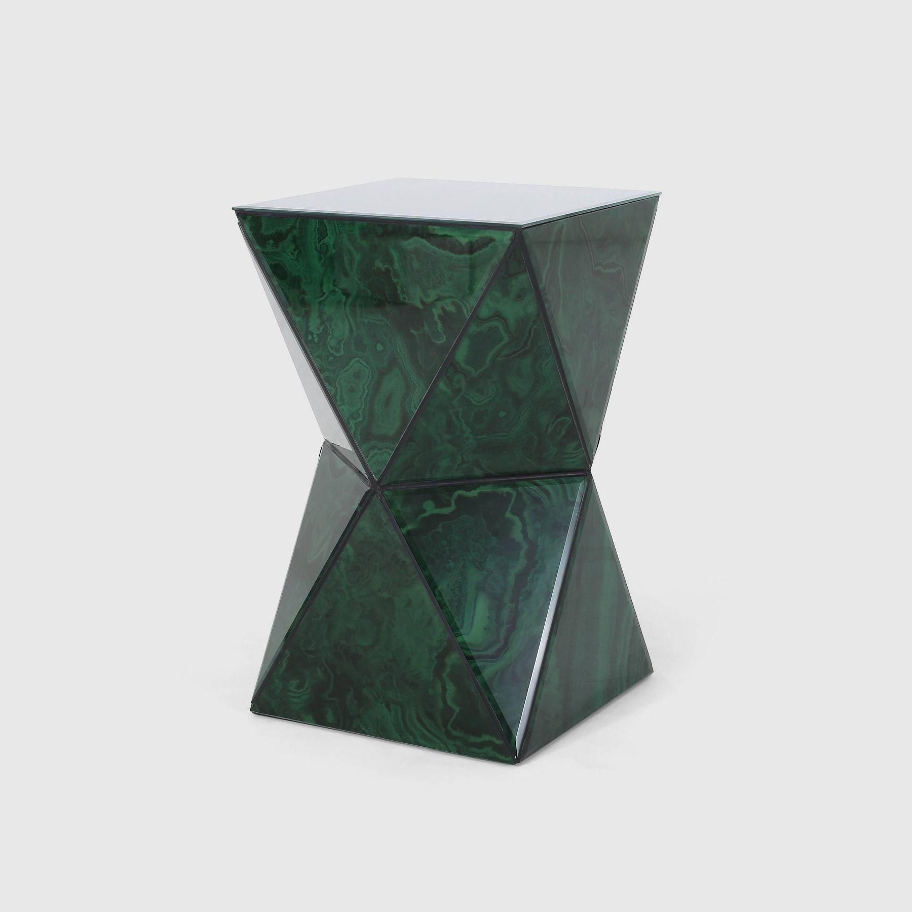 green hourglass side table