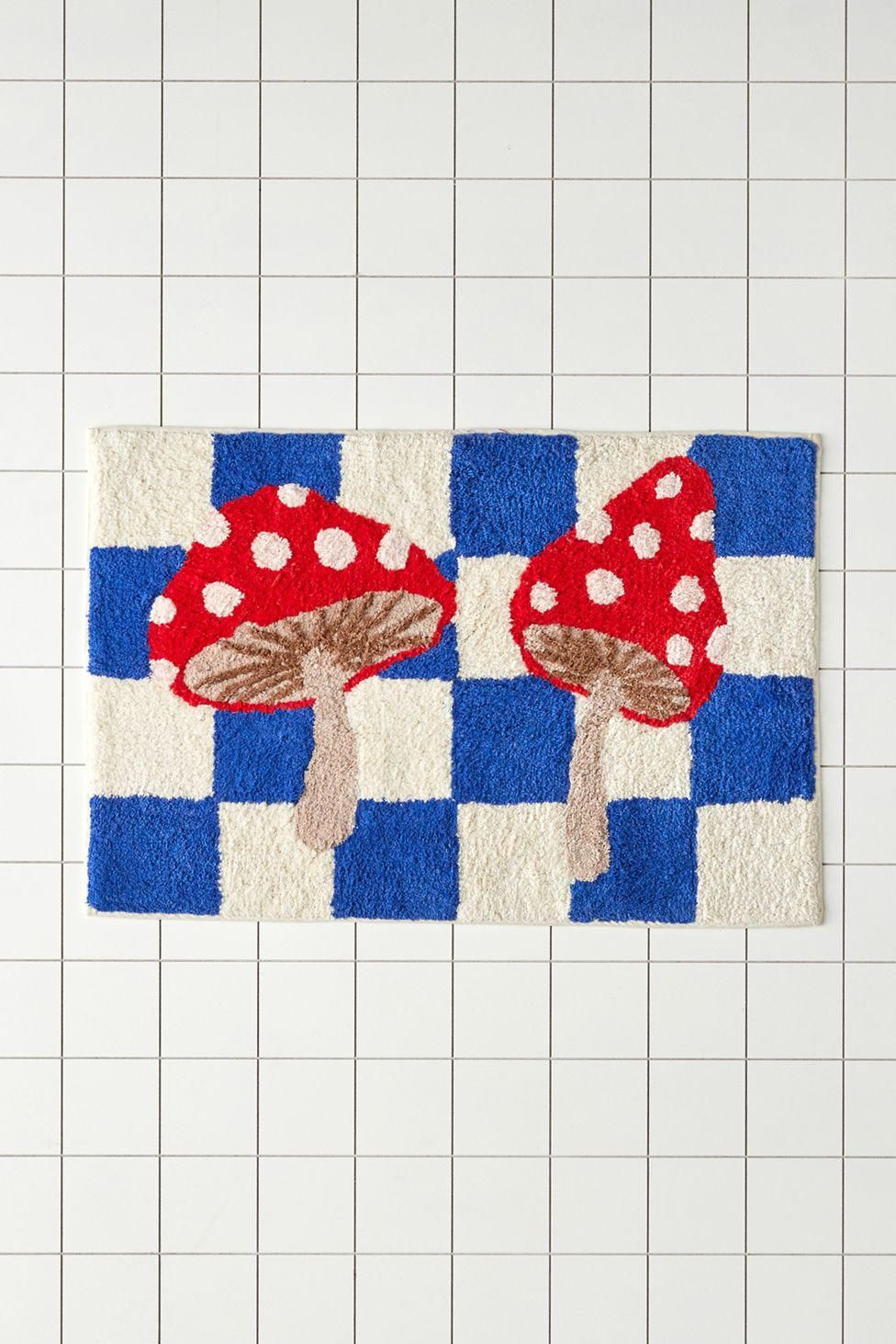 Checkered Mushroom Bath Mat