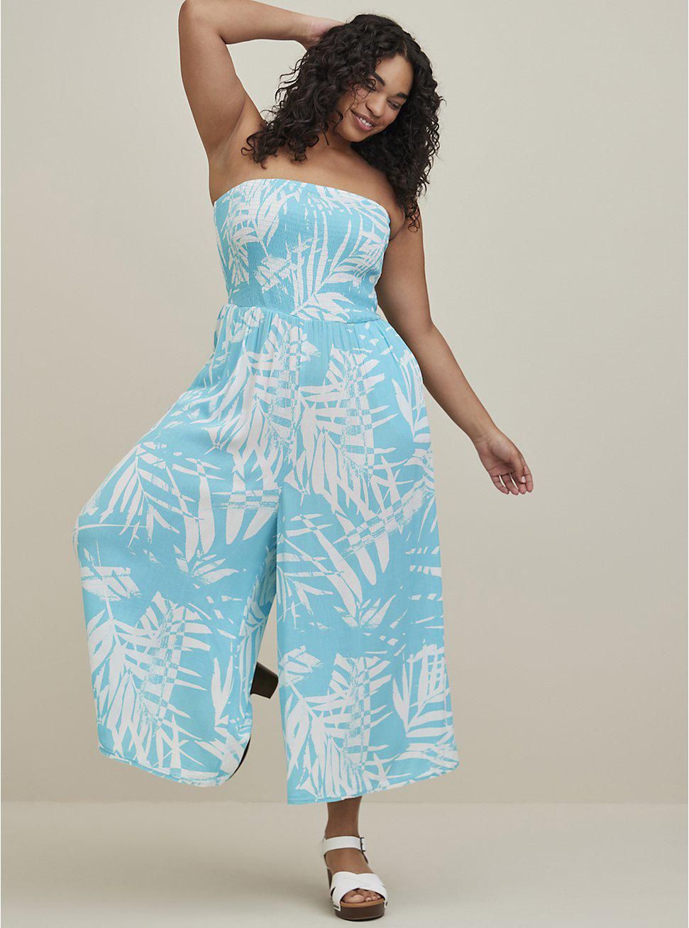 Smocked Strapless Jumpsuit