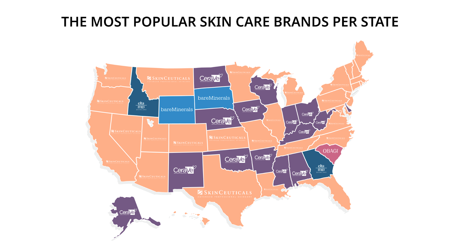 most popular skincare brands by state