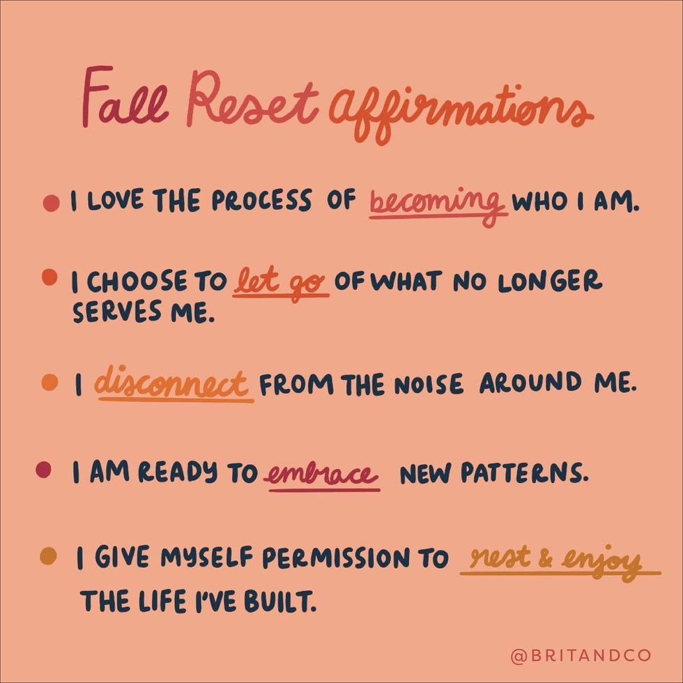 fall reset affirmations graphic