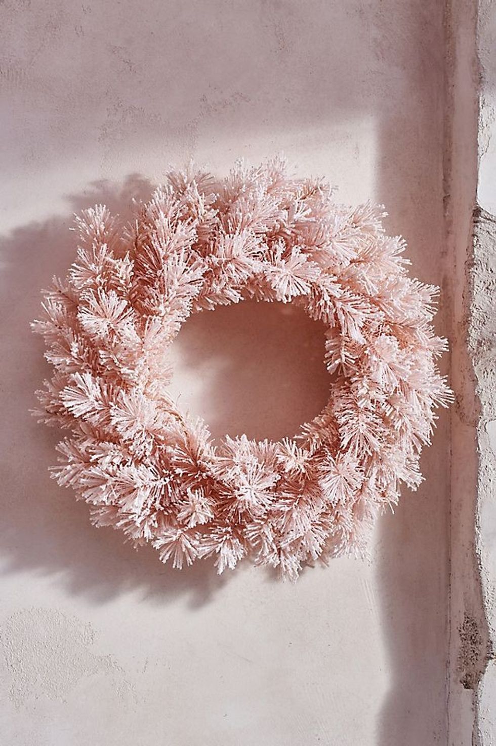 Faux Snowy Glitter Wreath, Blush