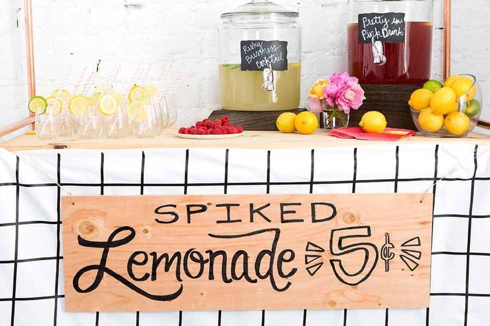 Make a DIY Spiked Lemonade Stand for Your Wedding Bar - Brit + Co