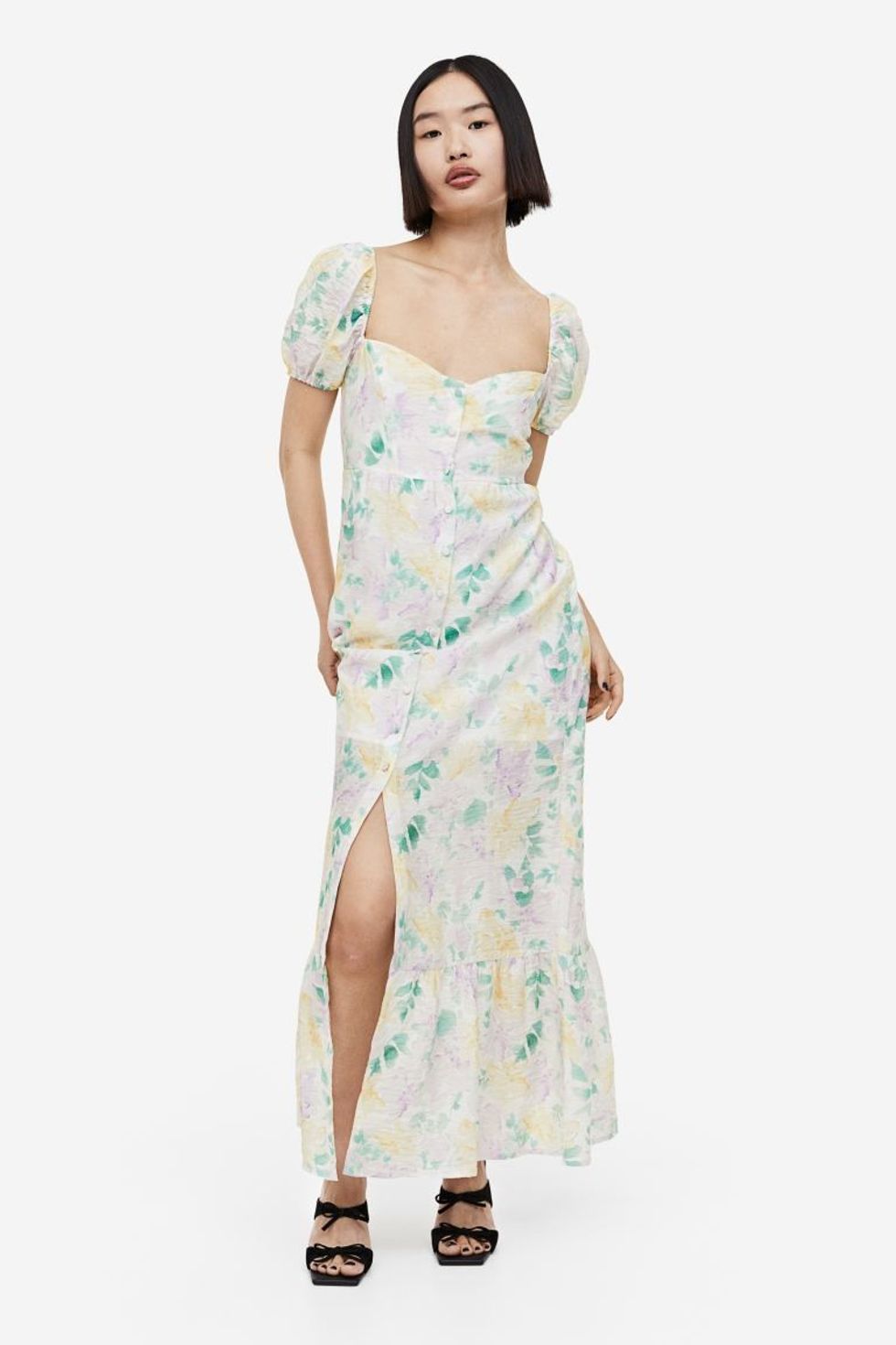 floral button-front maxi dress