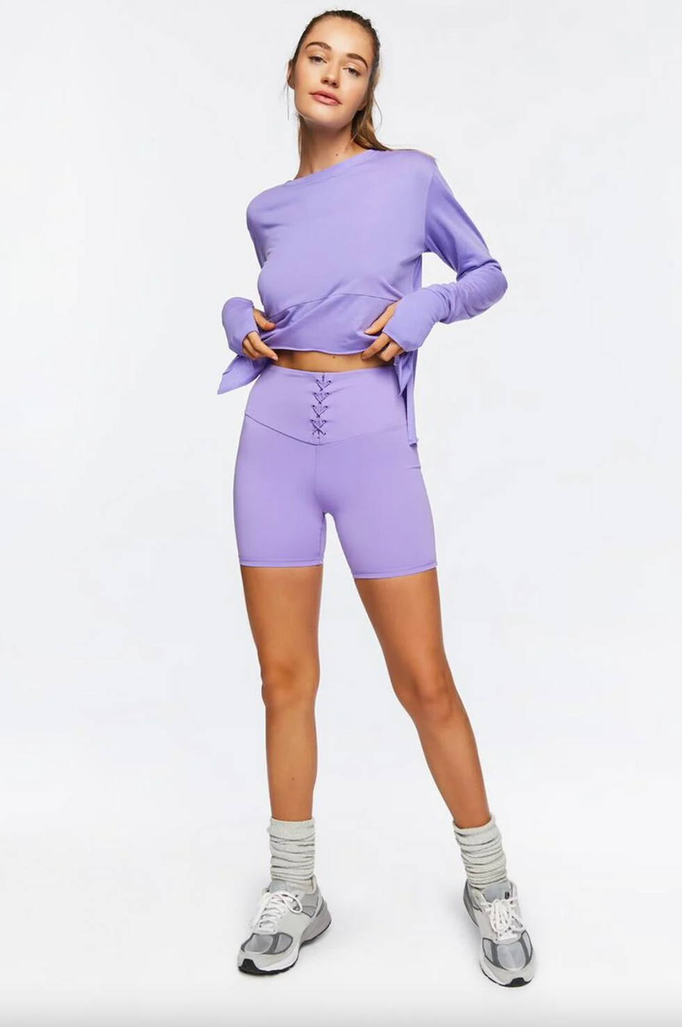 Forever 21 Active Long-Sleeve Raw-Cut Top