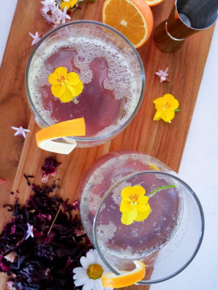 6 floral cocktail garnishes in the garden - Milk Punch Media