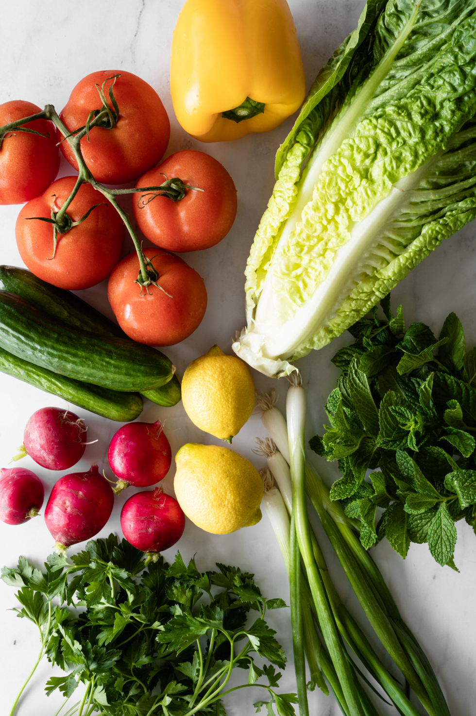 fresh produce salad ingredients