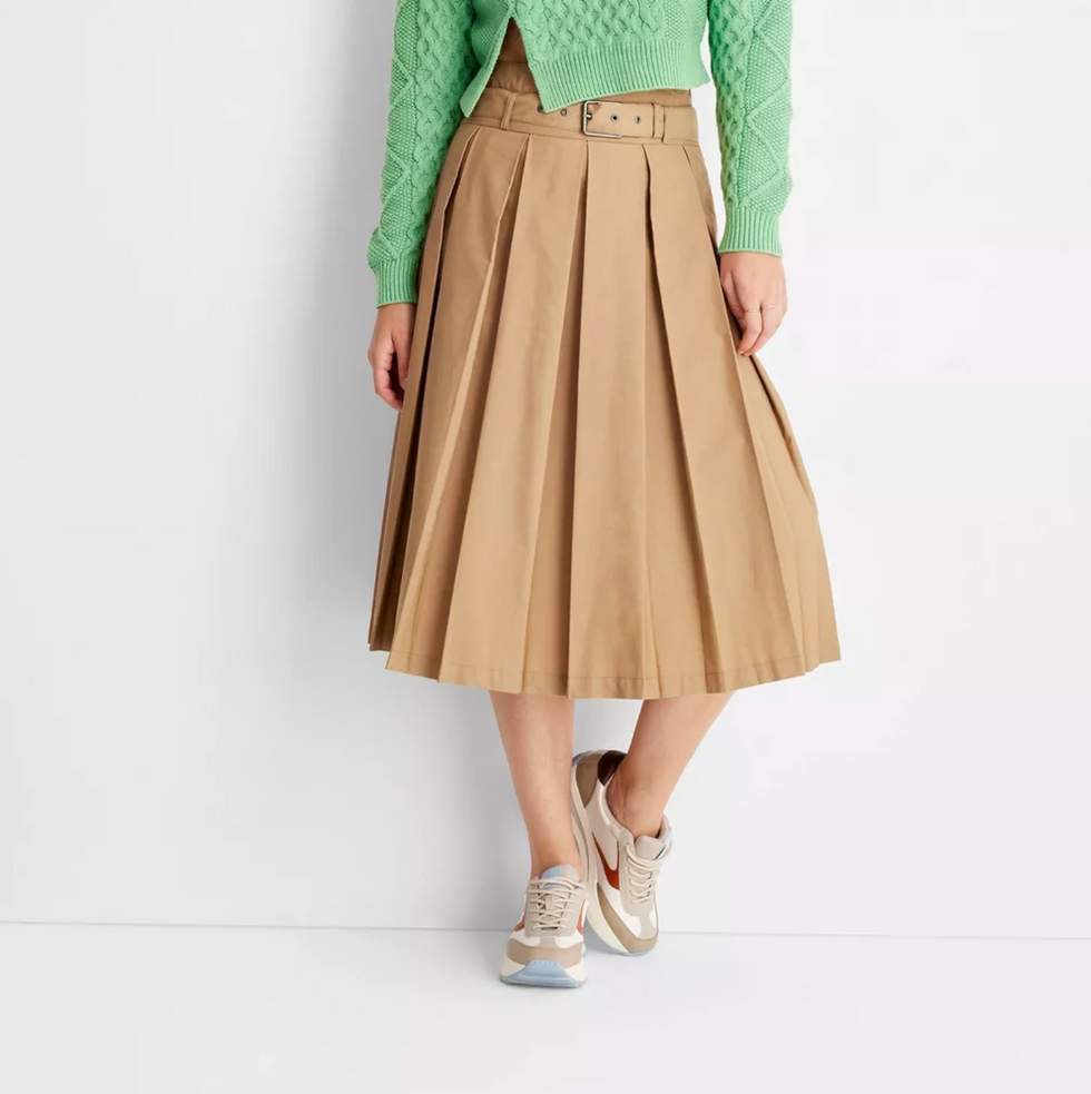 Future Collective with Reese Blutstein Belt Buckle Pleated Midi Skirt