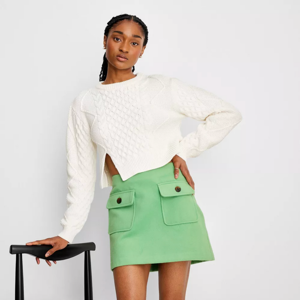 Future Collective with Reese Blutstein Felt Double Front Pocket Mini Skirt