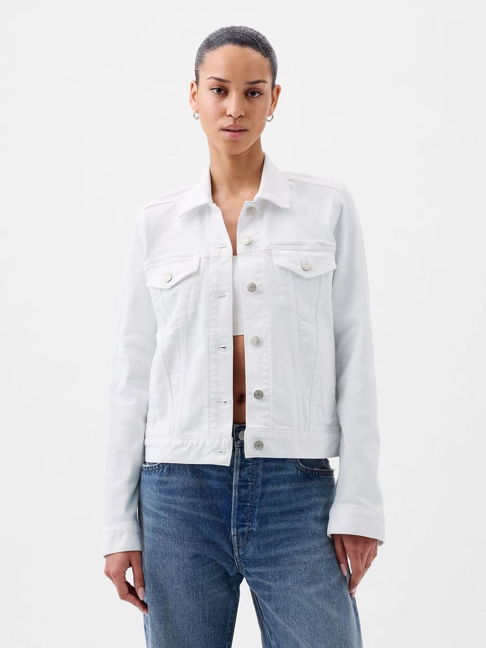 10 Trendy White Denim Jackets To Throw On With Any Outfit - Brit + Co