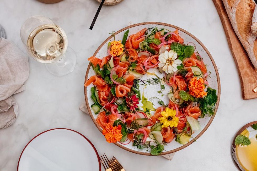 Gin-Infused Salmon Wreath with Herb Cream Cheese