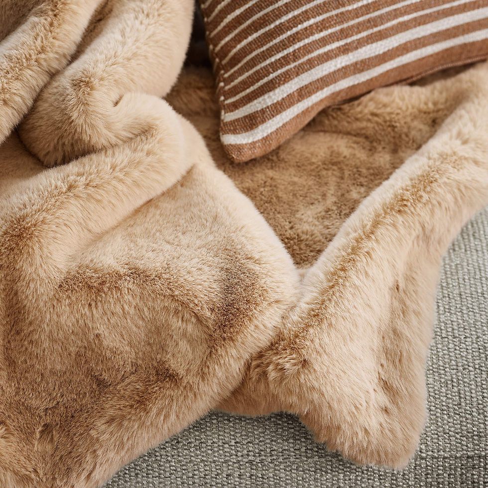 Ginger Beige Faux Fur Throw Blanket