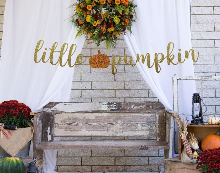 Onesie Banner — Pink Glitter Pumpkins