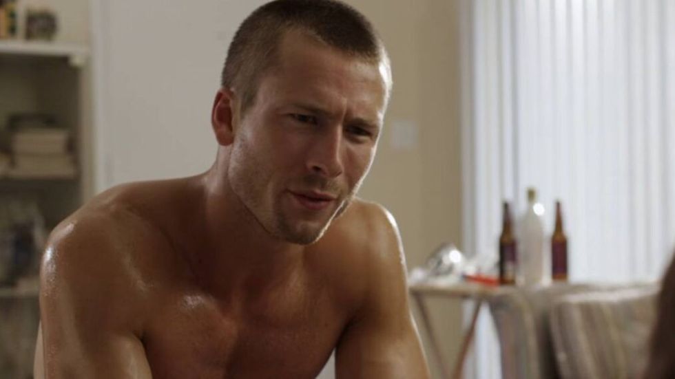 Glen Powell in sex education class