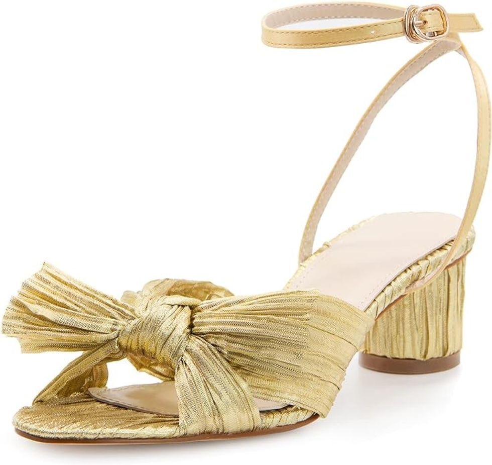 Gold Bow Knot Heeled Sandals