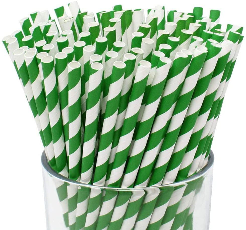 Green Striped Straws