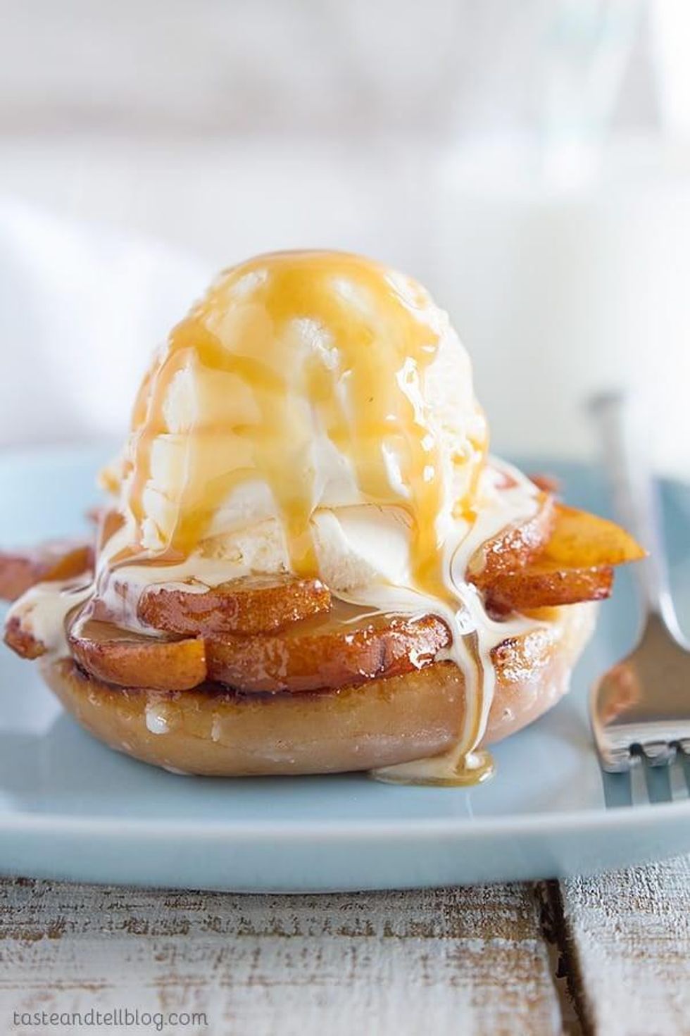 Grilled Donut and Pear Sundae