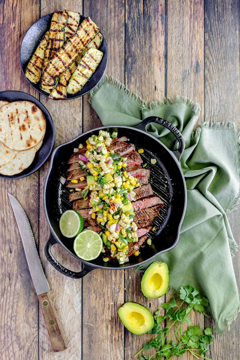 Grilled Flank Steak with Roasted Corn & Avocado Salsa