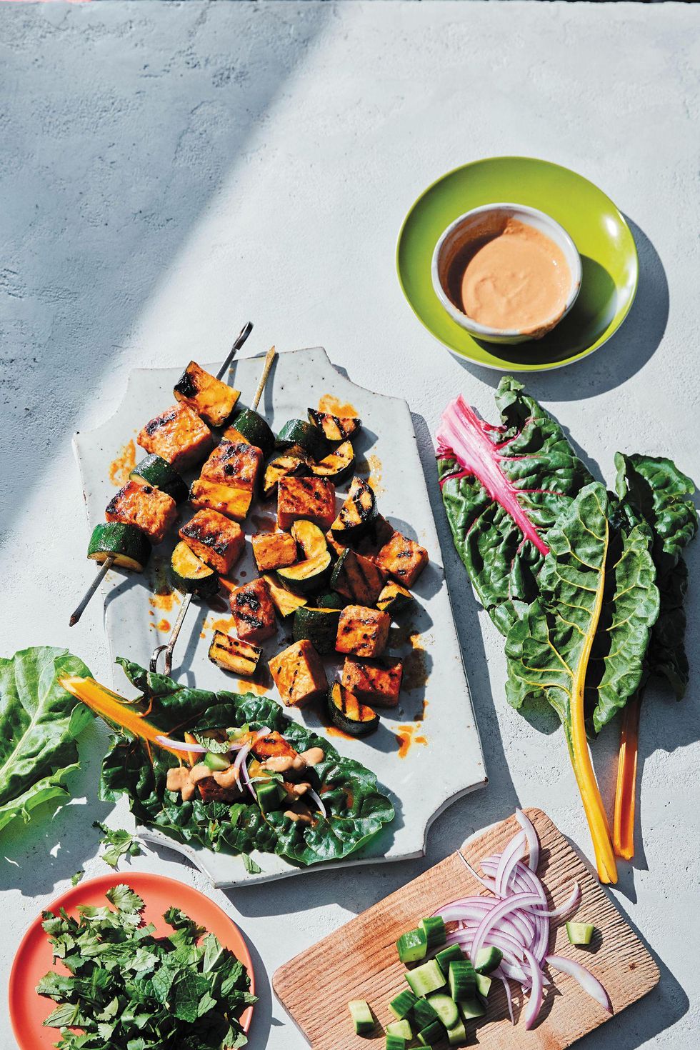 Grilled Tempeh Satay Skewers + Wraps