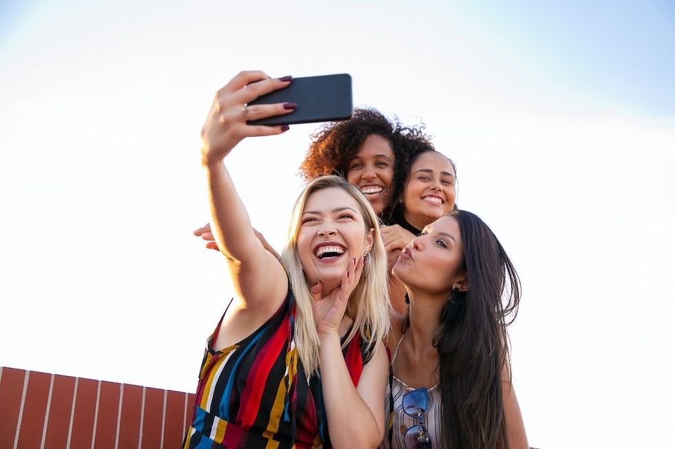 group of friends taking a selfie