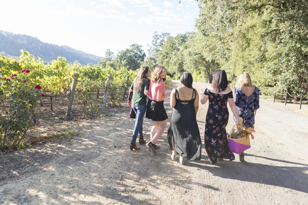 group of women walking together