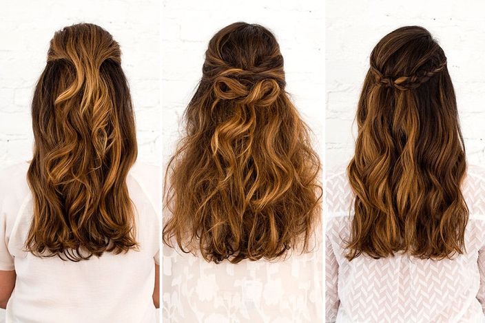 3 Half Up Half Down Hairstyles You Can Diy All Wedding Season Long Brit Co