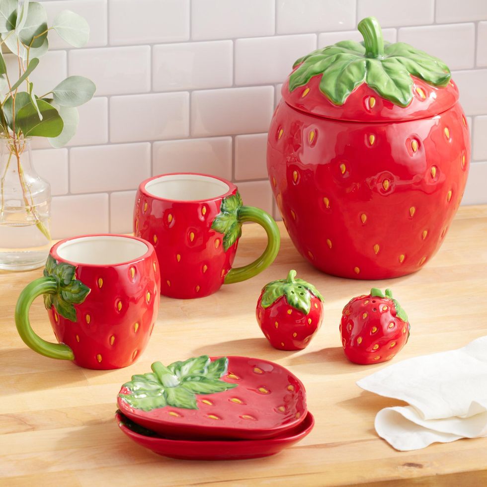 Hand Painted Strawberry Figural Kitchenware Collection