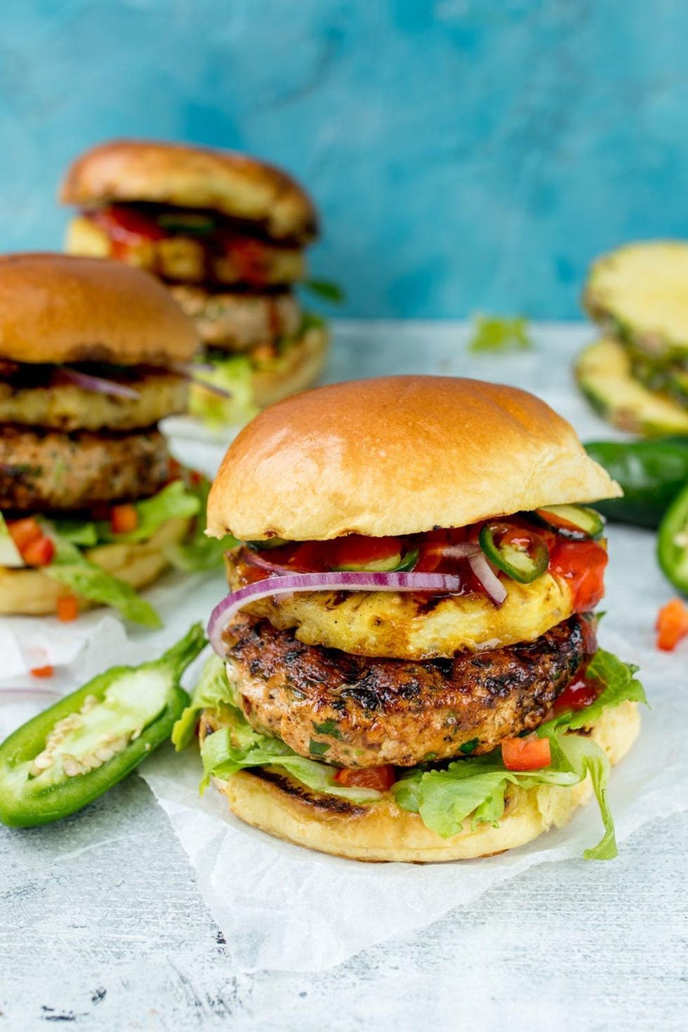 Hawaiian Salmon Burger + Grilled Pineapple