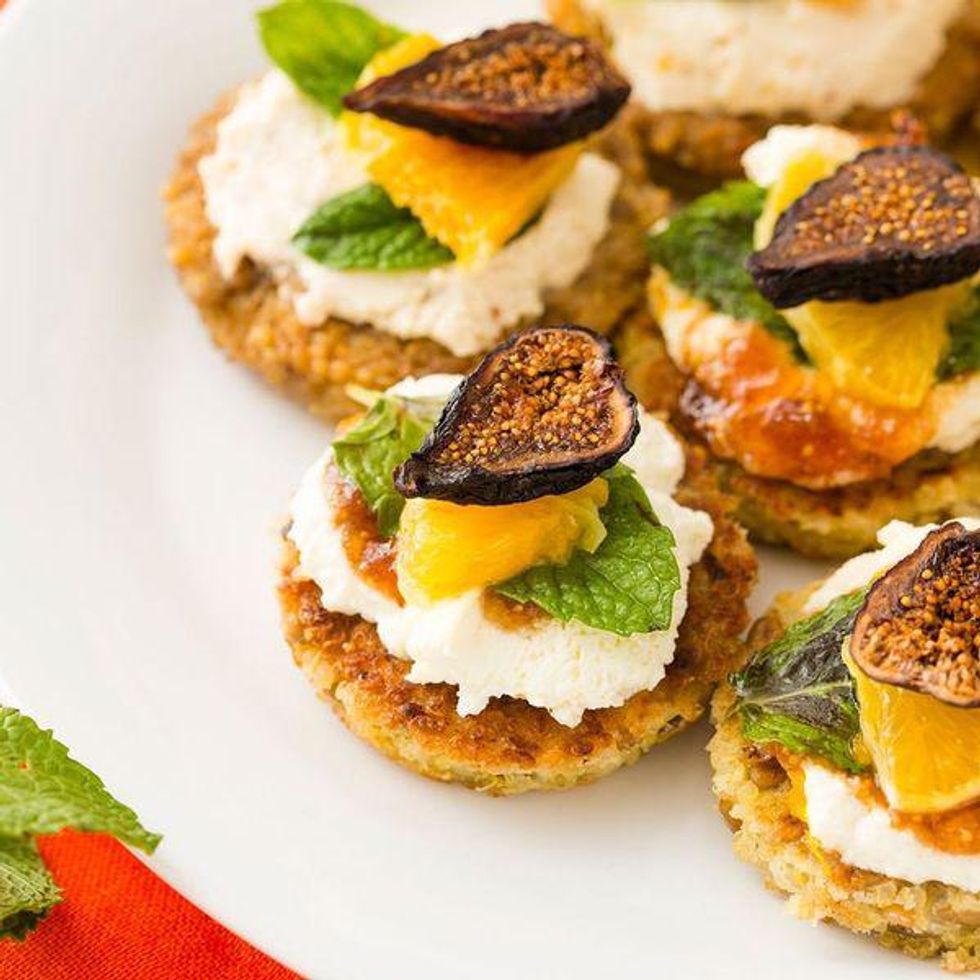 Healthy Quinoa Cakes With Ricotta Fig Bruschetta