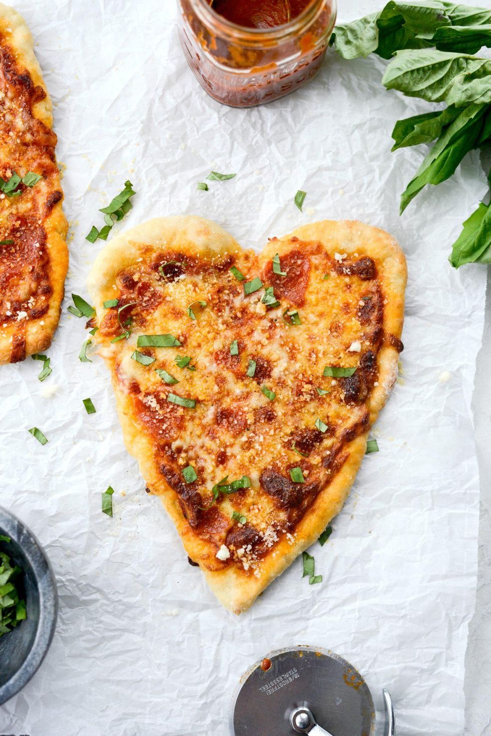 heart shaped personal pizzas