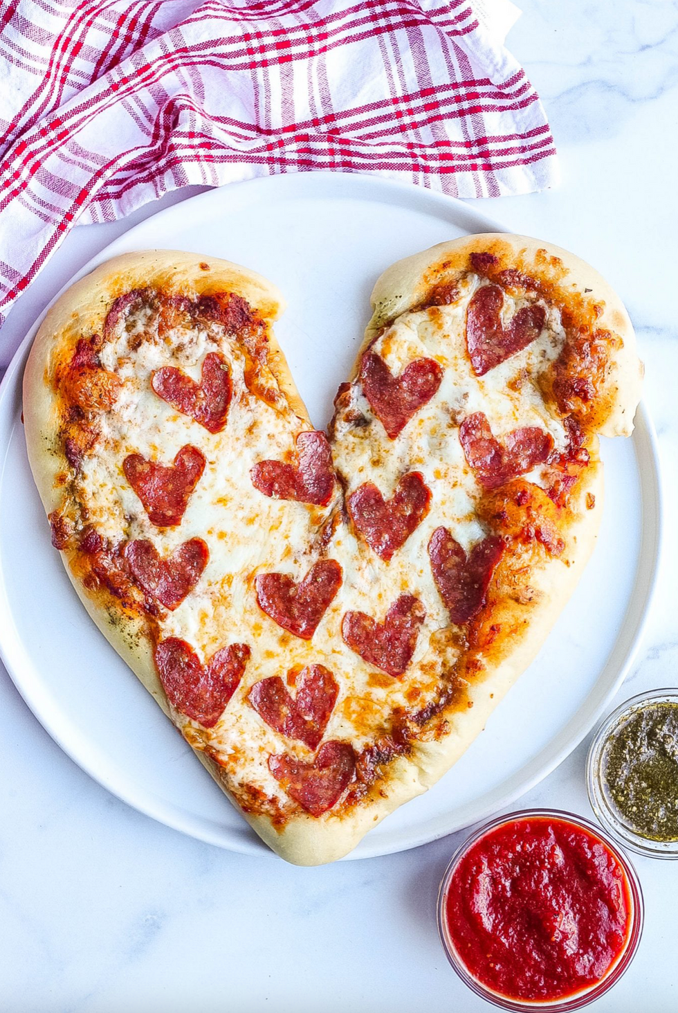 Heart-shaped pizza for valentine's day