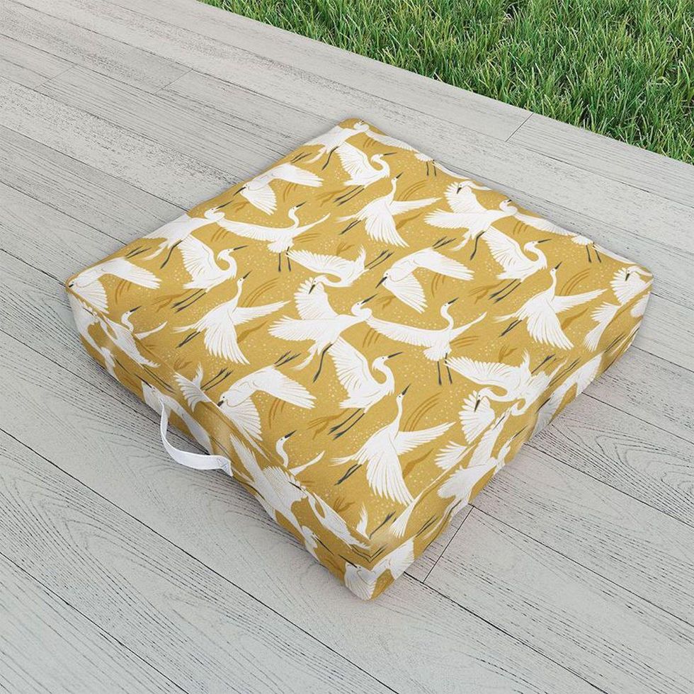 Heather Dutton Soaring Wings Goldenrod Yellow Outdoor Floor Cushion Outdoor Decor