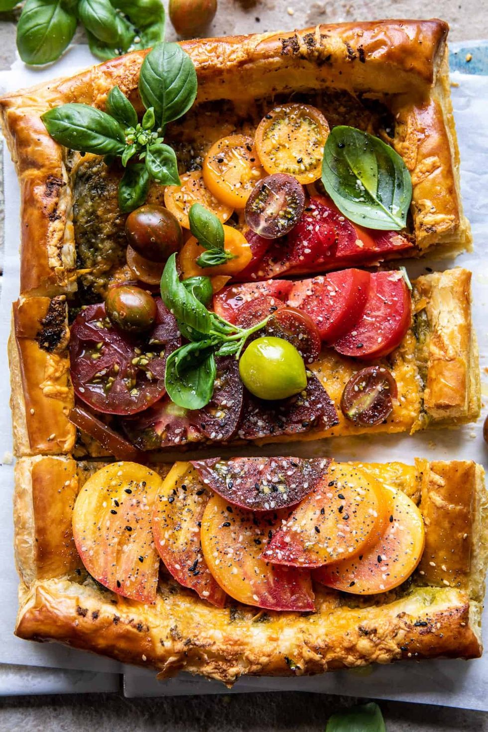 Heirloom Tomato Cheddar Tart with Everything Spice