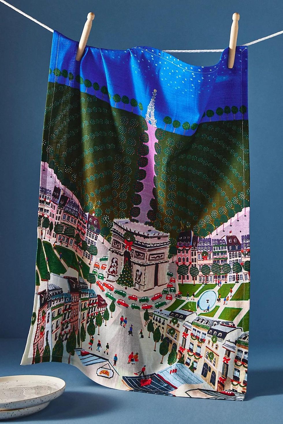 Holiday in the City Dish Towel