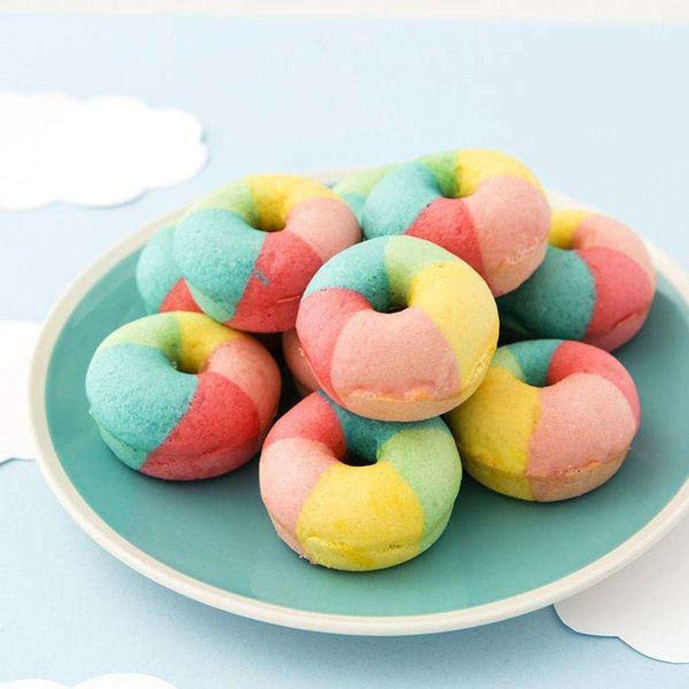 homemade rainbow striped donuts