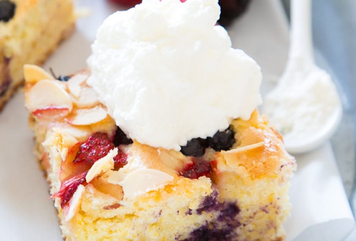Red, White and Blue Cornmeal Sheet Cake for Labor Day - Brit + Co