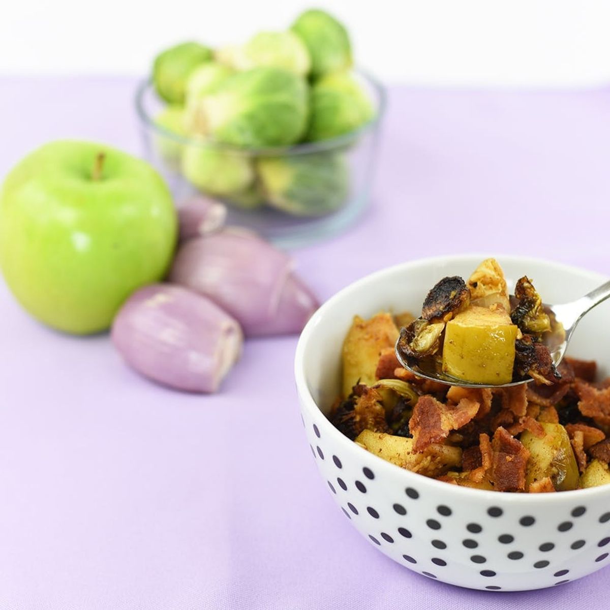 Upgrade Your Thanksgiving Side Dish Game With This Bacon, Apple and Brussel Sprouts Hash Recipe