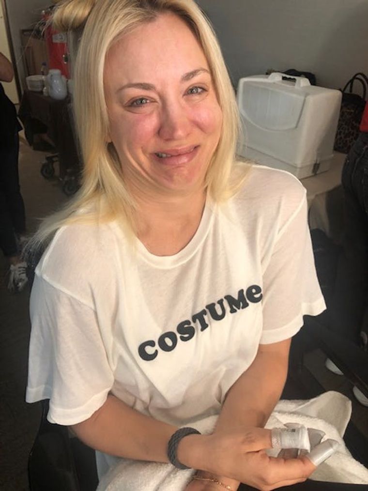 Blonde Cumshot Kaley Cuoco - See Kaley Cuoco, Elisabeth Moss, and More Celebs in Hilarious  Before-and-After Makeup Transformations - Brit + Co