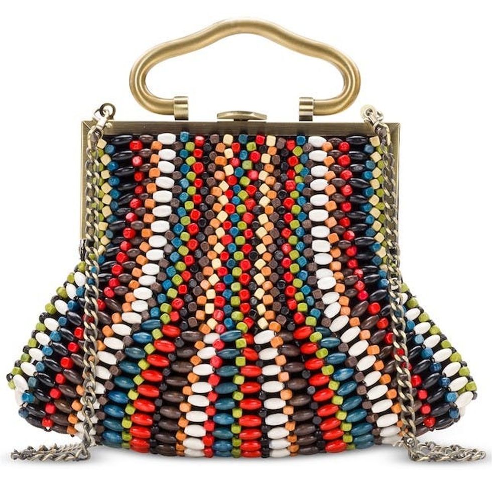 Beaded Checkerboard Pouch Handbag