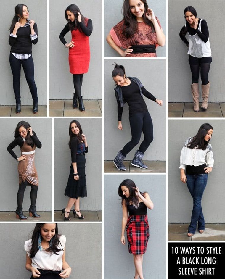 10 Ways to Style a Black Long Sleeve Shirt - Brit + Co