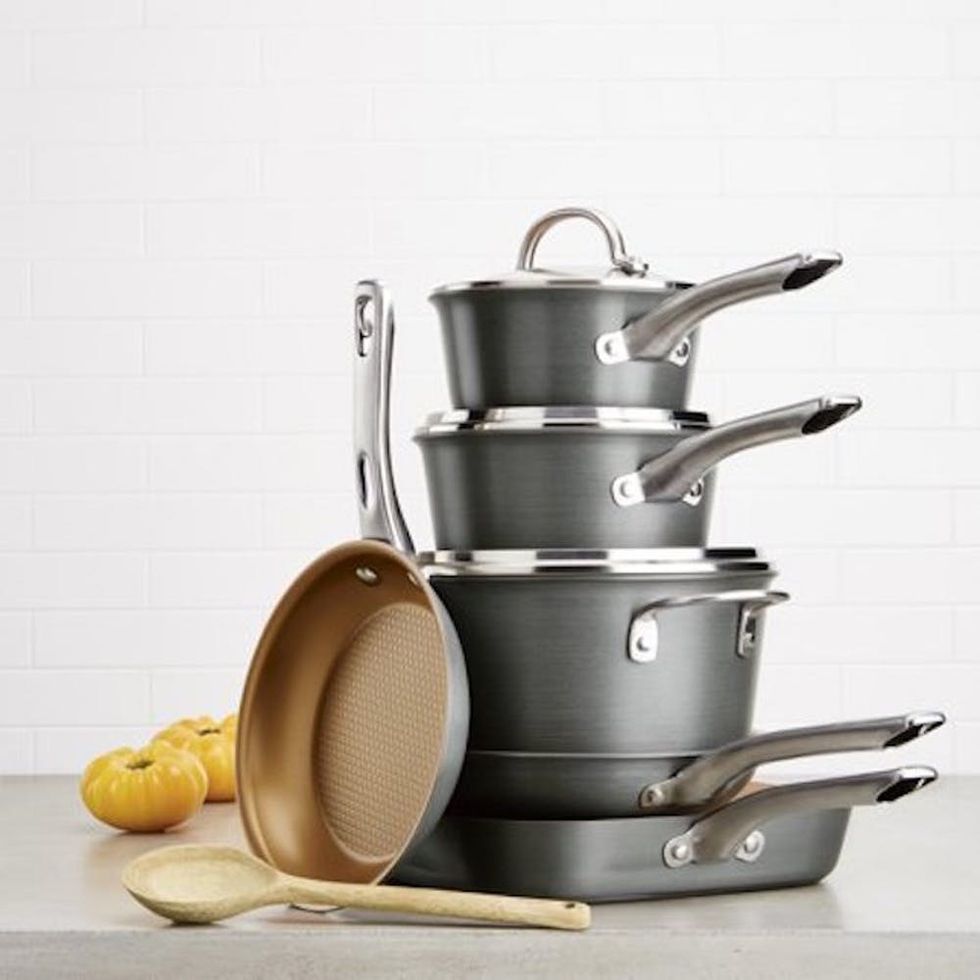 Ayesha Curry 10-Piece Porcelain Enamel Nonstick Pots and Pans Set, Cookware  Set, Blue 
