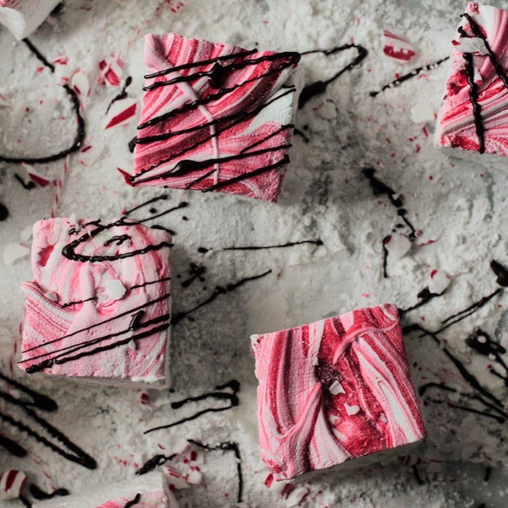 red and white marshmallows Peppermint-Infused Desserts