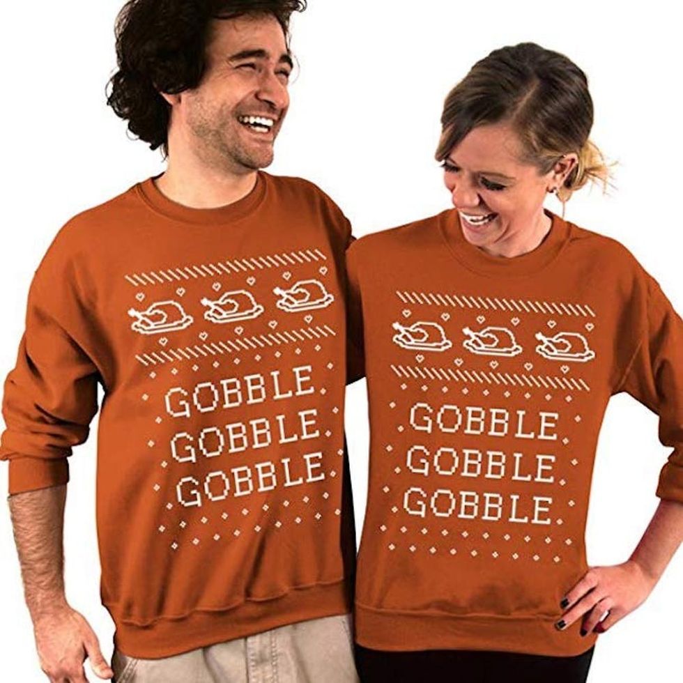 Inktastic Ugly Thanksgiving Sweater Design with Turkey and Football T-Shirt  