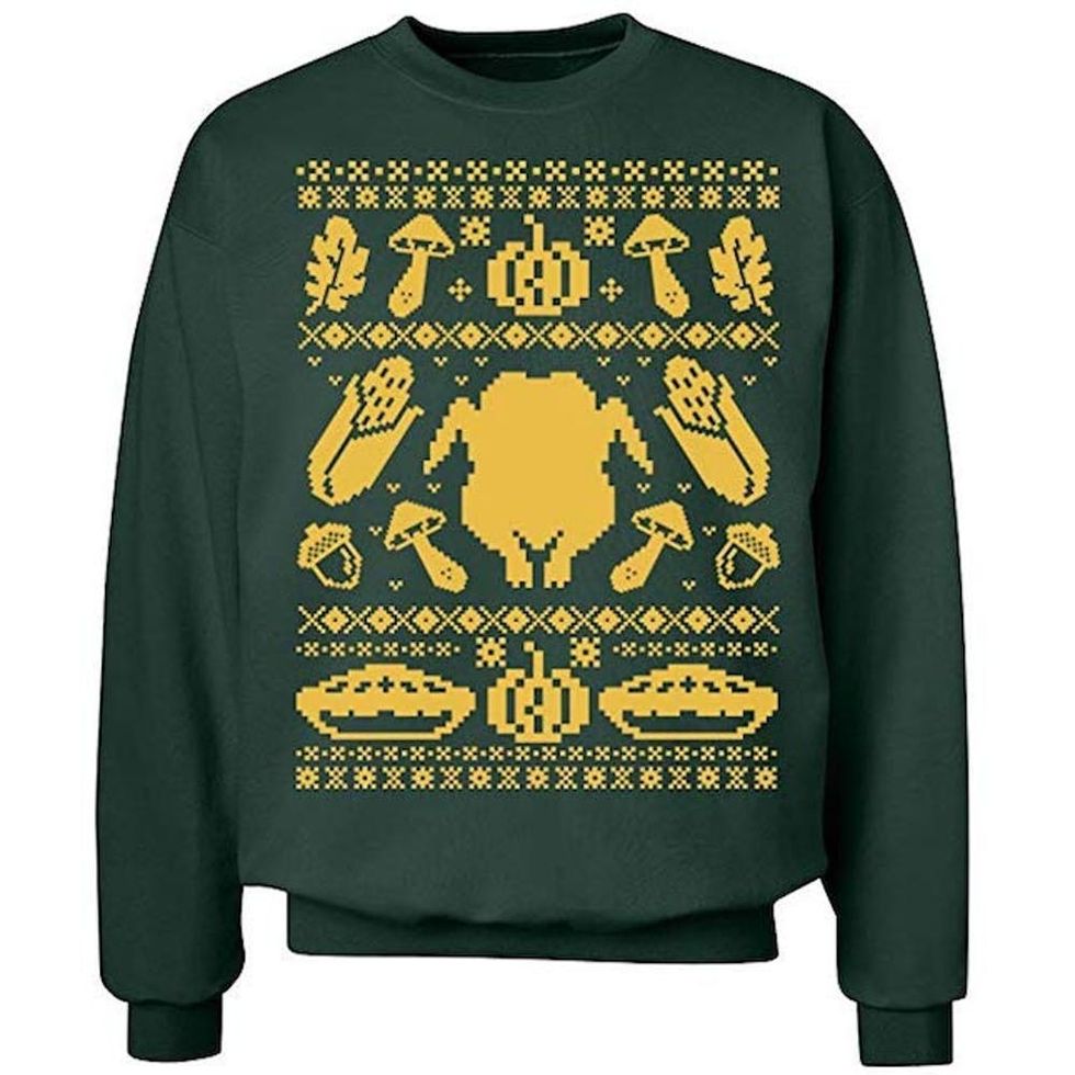 Inktastic Ugly Thanksgiving Sweater Design with Turkey and Football T-Shirt  