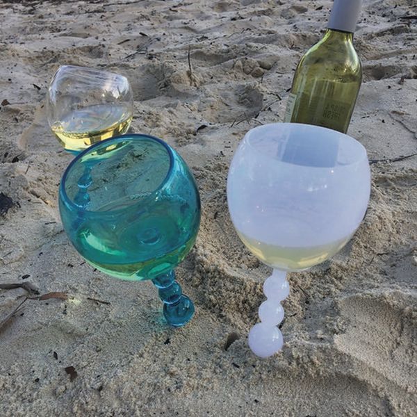 The Beach Glass Teal Tides Floating Wine Glass - the beach glass