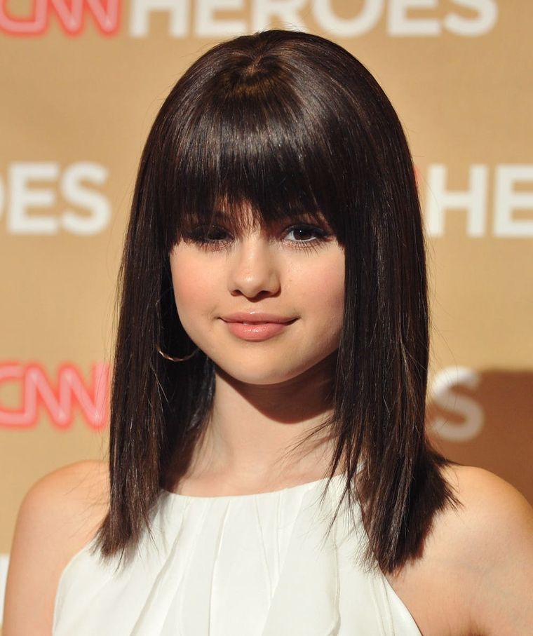 Selena Gomez Side Swept Bangs